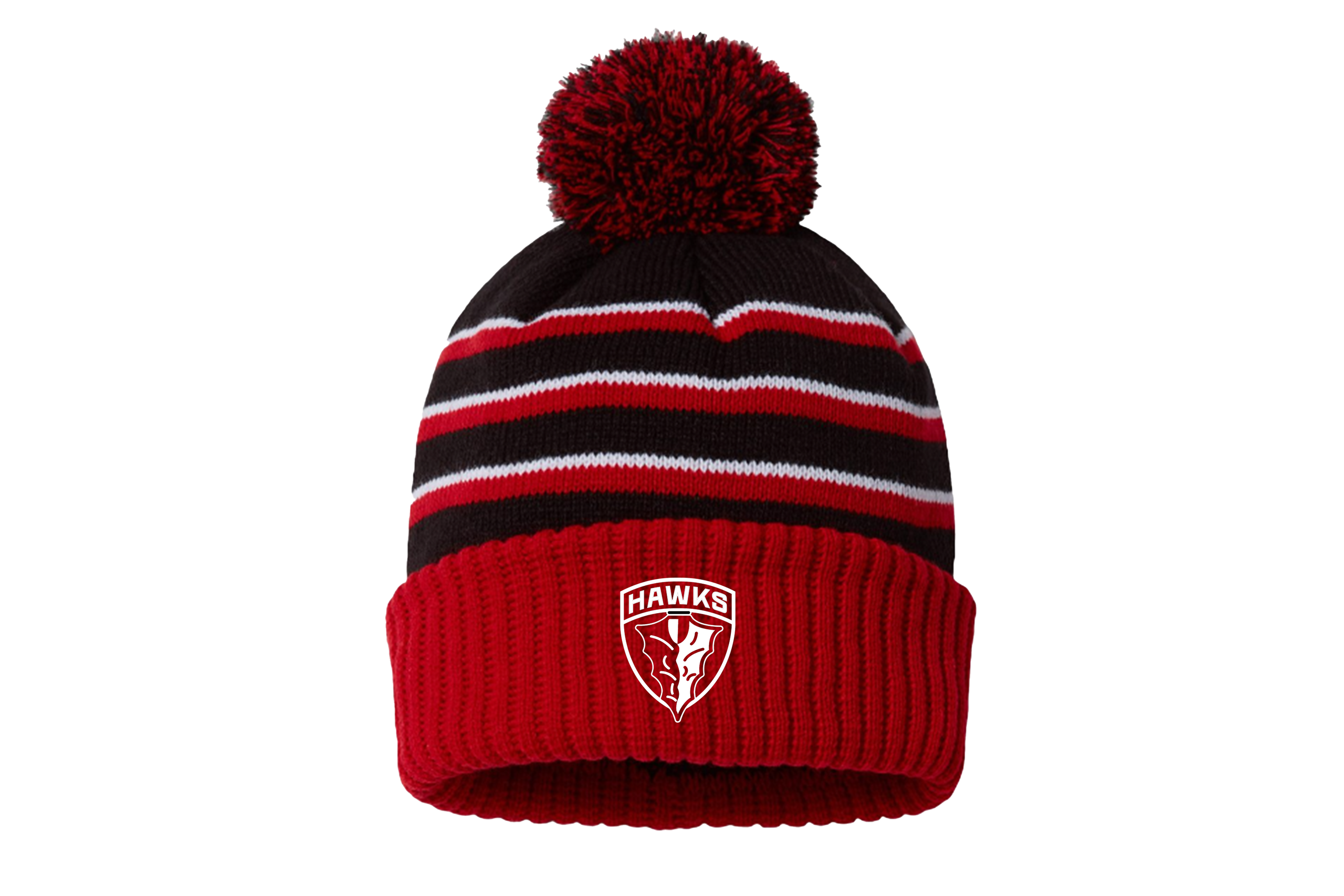 Hawks Hockey Richardson Stripe Pom Beanie | St. Croix Custom Apparel